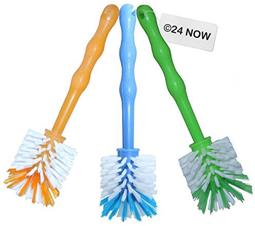 24now 3er Pack Mixtopf Spülbürste mit Nylonborsten - ideal zum Reinigen von Mixtöpfen wie z.B. Thermomix ® TM5/TM31 und Mixtöpfe Anderer Hersteller - je 1x in Blau/Grün/Orange