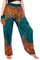 Lofbaz Harem Pants for Women Hippie Boho Festival Clothing - Bohemian Trousers for Yoga Beach Summer - Smocked Waist with Pockets - Rose 1 Teal Green S