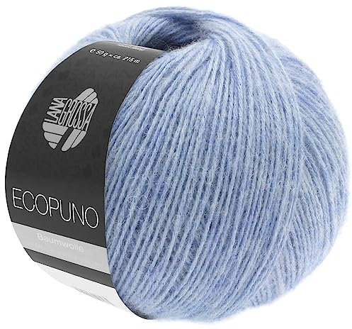 LANA GROSSA Ecopuno | Edle Netzgarnstruktur aus Baumwolle gefüllt mit Merino/Alpaka | Handstrickgarn aus 17% Schurwolle & 11% Alpaka Wolle | 50g Wolle zum Stricken & Häkeln | 215m Garn FB 13