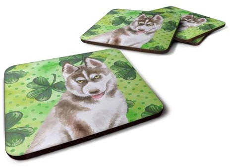 Caroline's Treasures BB9870FC Dessous de Verre décoratifs en Tissu Motif Husky Sibérien Gris St Patrick