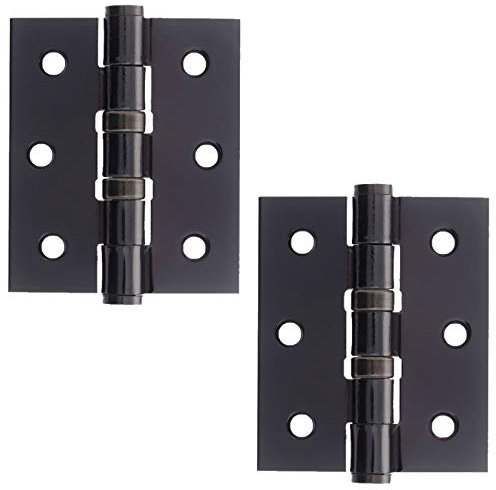 A&H™ 3 x 2.1/2 Inch - 75mm x 63mm Polished Black Nickel Ball Bearing Door Hinges 1 Pair (2 Hinges)