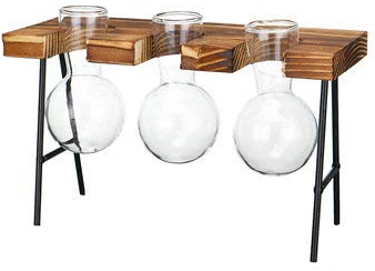 MASUNN Clear Glass Hydroponic Beaker with Planter Bench Stand Decorations Tabletop Container Flower Bottle - #3