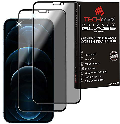 TECHGEAR [2 Pack Anti Spy Screen Protector for iPhone 12 Pro Max - PRIVACY Filter 3D GLASS Edition Genuine Tempered Glass Full Screen Protector Guard Cover Compatible with iPhone 12 Pro Max 6.7