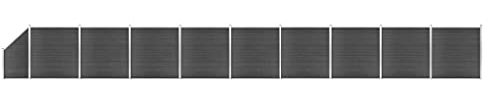 vidaXL Zaunelement Set mit Pfosten Sichtschutz Windschutz Zaun Gartenzaun Lamellenzaun Sichtschutzzaun Windschutzzaun WPC 1657x(105-186) cm Schwarz