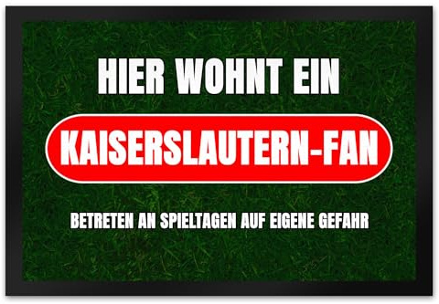 speecheese Hier wohnt EIN Kaiserslautern-Fan Fußmatte XL in 40x60 cm mit Rasenmotiv Sportfan Kaiserslautern Sport Deutschland Kult