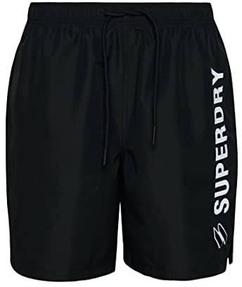 Superdry Mens Code APPLQUE 19INCH W2-Swim Shorts, Black, XX-Large