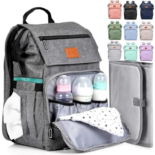 PILLANI Baby-Wickeltaschen-Rucksack – große Tasche für Jungen und Mädchen – Wickelrucksack – Reise-Wickeltaschen mit Wickelunterlage, Baby-Wunschliste Suche & Duschgeschenke – Essentials Must Haves