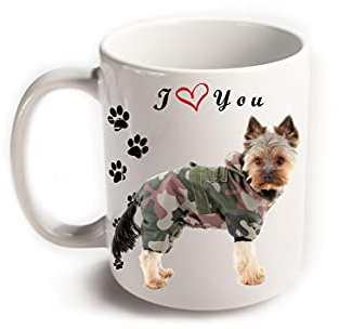 Yorkshire Terrier Yorkie I Love You Taza || Impreso en ambos lados Taza de café de cerámica blanca || Perro Animal Pet Lover