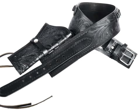 Hulara Western-Waffengürtel, Echtleder, verdeckter Holstergürtel für Männer und Frauen, Heritage Rough Rider 357 Magnum Holster, Cowboy-Kostüm, .22 und .38/.357 Cal Revolverholster, taktisches Holster