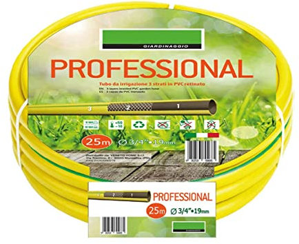 Tubo Irrigazione 3 Strati In PVC Retinato, Tubo Acqua Giardino, Diametro In 1/2'' 5/8'' 3/4'', Lunghezza da 10 Metri 15 Metri 25 Metri (15, Ø1/2'' 12,5mm)