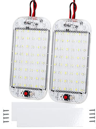 Intckwan 2 Pcs 48 LED Iluminación Interior de Coche, 12 V - 85 V Lámpara Blanca con Interruptor de Encendido/Apagado para Iluminación de Coche, Autocaravana, Camión, Furgoneta