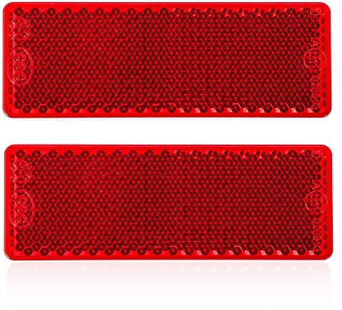 DARKGUARD Rechteckige Reflektoren Selbstklebend,Rot Rear Eckige Reflektor AnklebenRückstrahler für Traktor Streuscheibe Anhänger Katzenauge,E11-Prüfzeichen,85x30x10mm (Rot-Eckige-Ankleben-2Stück