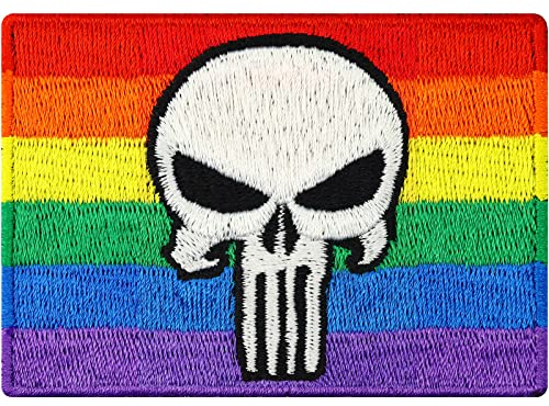 LGBTQ Patch skull Aufnäher/Aufbügler Totenkopf Regenbogen Sticker zum annähen/aufbügeln | Skull Fabric Applique LGBTQ+ Gay pride Applikation für alle Stoffe | 70x50mm