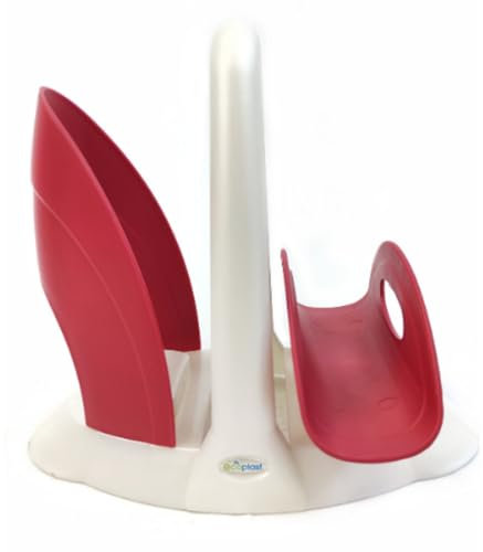 Ecoplast | Set Portabicchieri e Portatovaglioli di Carta, Due Funzioni Unico Prodotto, Perla & Rosso, Made in Italy