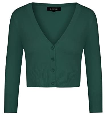 MINTLIMIT Cardigan Women V Neck Button Down Long Sleeve Basic Soft Knit Cardigan Sweater,Dark Green,S