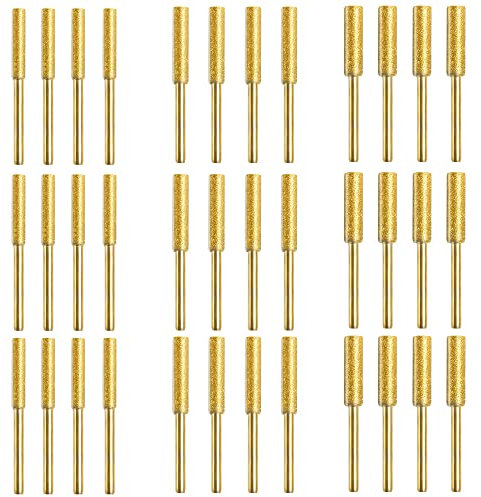 Tshiwort Diamant-Kettensägenschärfer, 36 Stück, hohe Härte, titanbeschichtete Schleifsteine für elektrische Kettensäge, Steinschnitzereien, Schmuck-Polierschleifwerkzeug (5/32 Zoll, 3/16 Zoll, 7/32