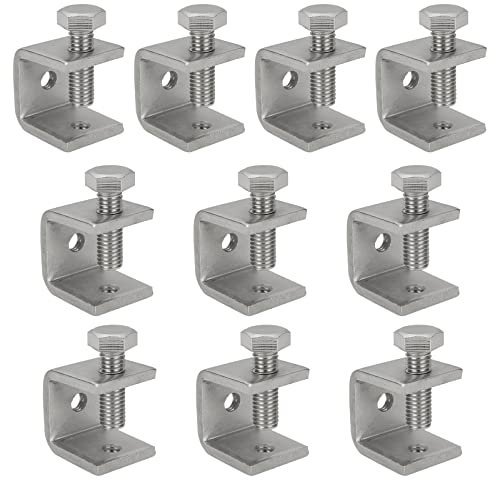MIVIDE 10PCS Small C Clamps for Woodwork 21MM, Stainless Steel Welding Clamps, Metal Woodworking C-clamps for DIY Woodworking, Welding, Cabinetry