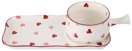 YOKIOU Ceramic Breakfast Bowls Set Cute for Oatmeal Bread Stew & Chilli Soup Bowl and Sandwich Plate French Onion Soup Crock with Handle