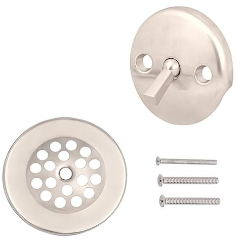 Trip Lever Tub Trim Kit Set With Trip Lever Overflow Face Plate, Trip Lever Bathtub Drain with Strainer, Overflow and Matching Screws