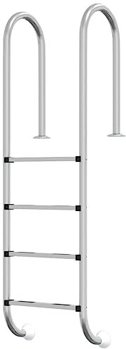 vidaXL Escalera de piscina interior para piscina con 4 peldaños antideslizantes para interiores y exteriores, fácil montaje, 54 x 38 x 72 pulgadas, acero inoxidable 304
