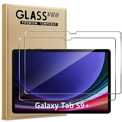 WFTE [2 Stück Schutzfolie Kompatibel für Samsung Galaxy Tab S10 Plus/S9 Plus 12,4 Zoll Panzerglas Schutzfolie 9H Härte, Anti-Kratzen, Anti-Öl, Anti-Bläschen Schutzfolie Displayschutzfolien