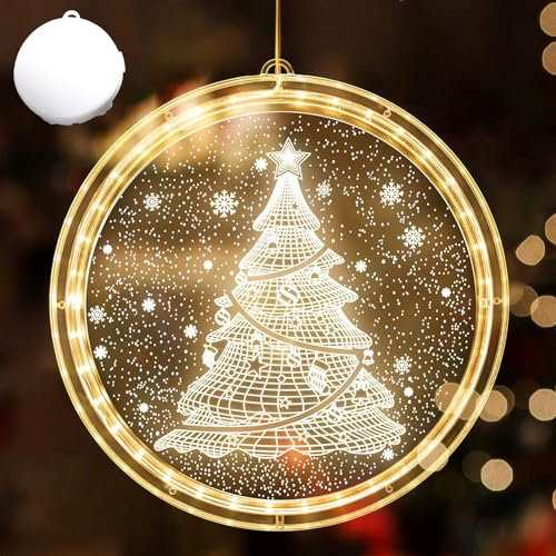 DAZZTIME Luz de Ventana Decorativa de Navidad,3D Colgantes de Navidad Interior,Luz Colgantes Navidad,para Decoración Ventanas Fiestas Navideñas Interiores Exteriores,se Pueden Pegar y Colgar