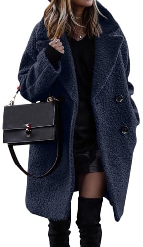 ORANDESIGNE Cappotto Invernale da Donna Fuzzy Vello Risvolto Manica Lunga Lapel Caldo Pelliccia Sintetica Outwear Giacca in Sherpa Cardigan