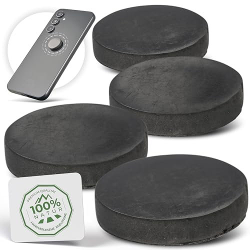 PURAJA 4X Schungit Aufkleber | Original aus Karelien | Schungit Platte für Handy, Smartphone, Tablet und Laptop | Schungit Sticker mit Zertifikat aus der Zazhoginskij Mine