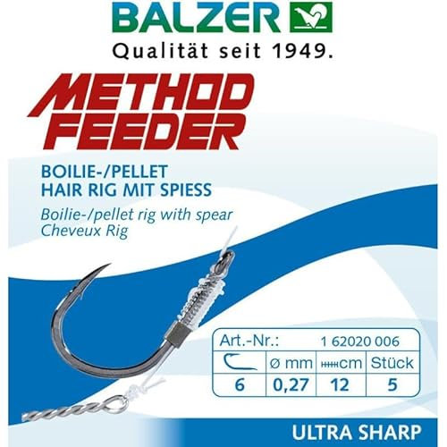 Balzer Feedermaster Hair Rig mit Speer 10 mm - ideal für Boilies und Pellets (Gr. 10/0,22 mm)