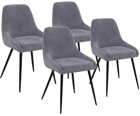 IDMarket - Lot de 4 chaises THALYA en Velours Gris Clair avec accoudoirs
