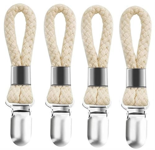 Qinsky Pinzas para Toallas,4 pcs Clips de Toalla de Cuerda de Algodón Clips para Paños de Cocina para Toallas de Té para Baño Cocina Colgar Colgando Toallas