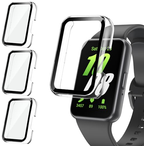 Kamita [3Pièces] Coque Compatible avec Samsung Galaxy Fit 3, Étui de Protection avec Protecteur d'écran en 9H Verre Trempé, Dur PC Bumper Case Antichoc Housse pour Galaxy Fit3 (Clair*3)
