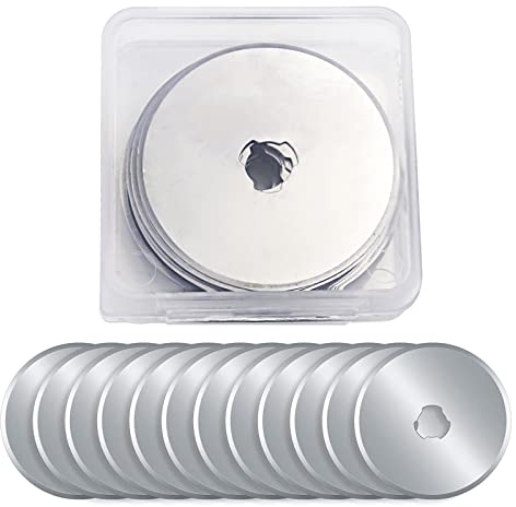 DERJDISF Ersatzklingen 45mm für Rollschneider 11 Stück, Stahl Ersatz Rollschneider Klingen Hochscharf SKS-7, für Quilten, Papier, Stoff, Scrapbooking, Nähen, Stoffschneider Rundklingen Cutter