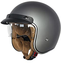 Jethelm mit Visier Motorradhelm für Moped, Scooter Vespa Motorrolle Zertifikat ECE - Silber S