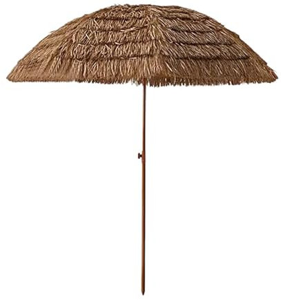 Parasol Exterieur avec Pied Parasol Plage Hawaïen Inclianble Parasol Paille Tropicale Parasol Exotique Paille Portable pour Balcon Patio(Color:Natural C,Size:240CM)