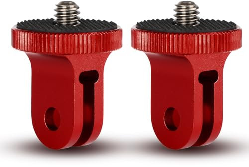 HSU Adattatore in Alluminio da 1/4-20 per il Supporto della Videocamera Compatibile con i Supporti Go Pro, Insta 360 o altre Videocamere d'Azione (2 Pack, Rosso)