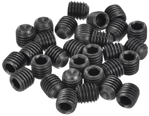 sourcing map Lot de 30 vis sans tête à six pans creux M10 x 10 mm en acier au carbone pour réparation d'instruments compacts, machines et équipements (noir)