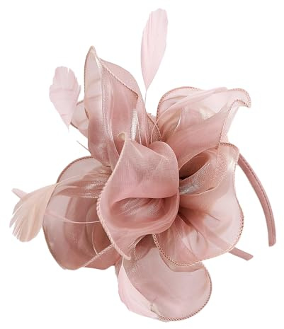 CCAIPU Flower Feather Fascinators Hat for Women, Elegant Flower Feathers Mesh Hats Ascot Hat Hair Accessories Wedding Hats