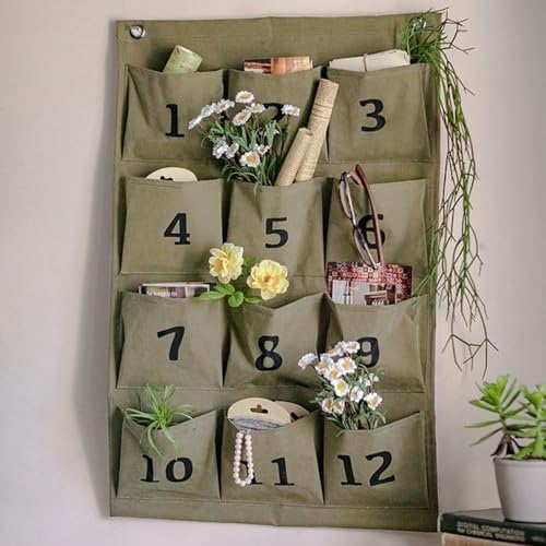 JINGJIAOPLSD Garden Tools Storage Bag, Wall Hanging Caddy Bag with 12 Pockets, Wall Mount Organizer for Garden, Home, Office