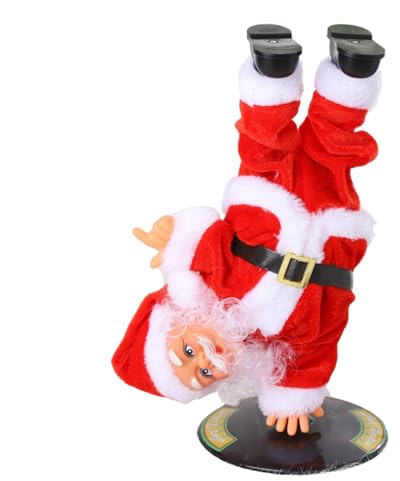Babbo Natale rotante invertito - Statua di Babbo Natale canto giocattolo elettrico di Natale a testa in giù ornamento da tavolo per camera da letto, comodino, decorazione stagionale per le vacanze