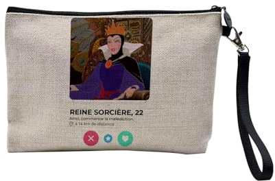 Tasche aus Leinen – Königin Hexe Schneewittchen Social Network Drag Parodie – Kosmetiktasche aus Leinen in Leinenoptik – Kulturbeutel – 23,5 x 15 cm, Evil Queen, 23.5 x 15 cm, Kosmetiktasche