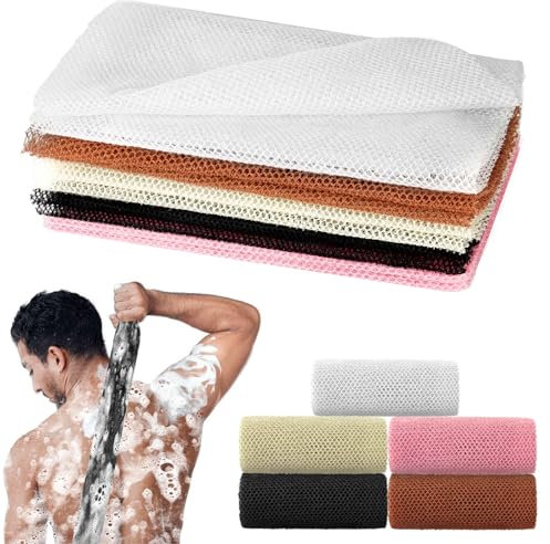 Aomig Afrikanischer Netz Schwamm 5Pcs Badeschwamm Duschschwamm Körper Wäscher Bath Shower Luffa Schwamm Rückenschrubber Körperpeeling Netz Peeling Schwamm Body Scrubber Damen Herren Kinder 30*80cm (C)