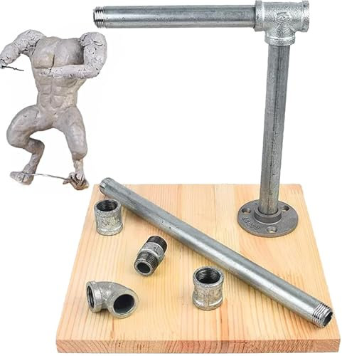 SUCRFXJ Verstellbarer Modellständer aus Ton, Skulpturengerüst mit Holzsockel, DIY-Metallrohr-Tonwerkzeuge for Modellieren von Statuen, höhenverstellbar, for Modellieren von Statuen, Handwerk(Large)