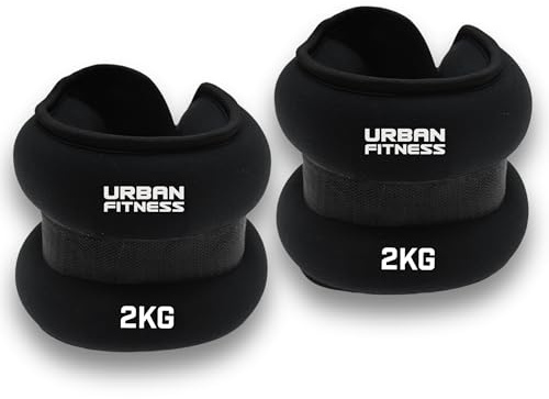 Urban Fitness Neoprene Ankle Wrist Weights, Pair of 2, Adjustable, Comfort Fit, Strength Training, Cardio, Rehabilitation