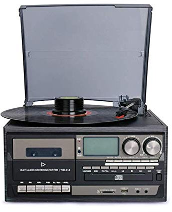 WDWDW Giradischi Vintage, Giradischi Giradischi Altoparlante Lettore 3 velocità Legno Retro Fonografo, Supporto per Funzione Bluetooth Grammofono