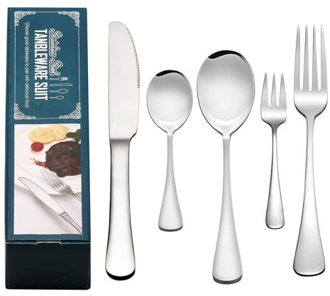 Cutlery Sets, 20PCS Stainless Steel Flatware Tableware Set with Spoon Knife and Fork Set for 4 People, Dishwasher Safe