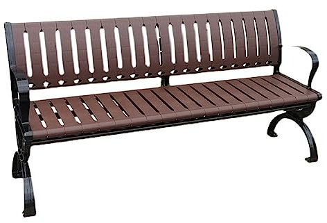 FQCXCKJ Parkbank für draußen, Gartenbank für die Terrasse mit Rahmen und Beinen aus Gusseisen, Sitzfläche und Rückenlehne aus Kunststoffholz, robuster Metallstuhl (150 x 40 x 72 cm)