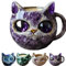 Tasse Chat Géode, Tasses à Café en Cristal Minéral, Tasses à Thé en Résine Géode Cristaux pour Amoureux des Chats, Femmes, Mamans, Hommes, Amis, 350 ml (Violet)