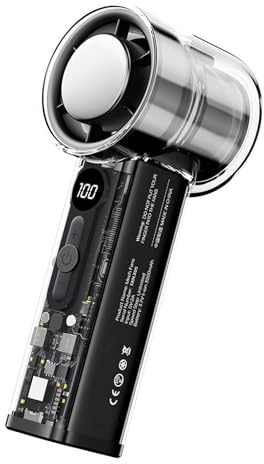 JTQYFI Handheld Fan, USB Rechargeable Fan with LED Display, 3000mAh, Adjustable Speed Cooling Fan for Home Or Outdoor