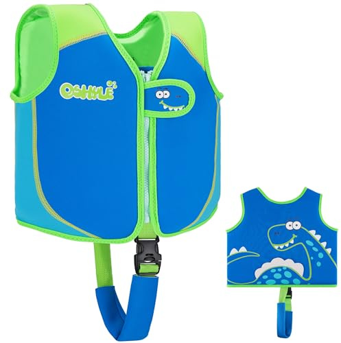 OSHYLE Schwimmweste für Kinder, Kleinkinder, Schwimmflügel, Weste mit Sicherheitsgurt, Auftriebshilfe (DN, L(6-9))